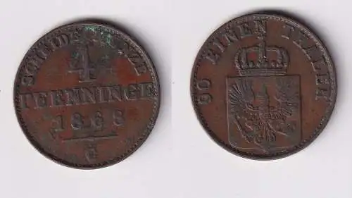 4 Pfennig Bronze Münze Preussen 1868 C ss (124864)
