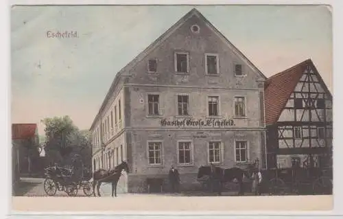 99684 AK Eschefeld - Gasthof Gross-Eschefeld davor Fuhrwerke 1919