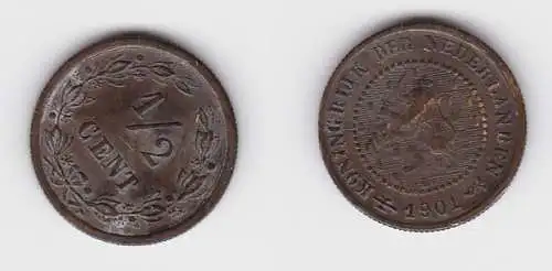 1/2 Cents Kupfer Münze Niederlande 1901 ss (133817)