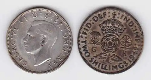 2 Schilling Silber Münze Großbrittanien George VI. 1942 (123100)