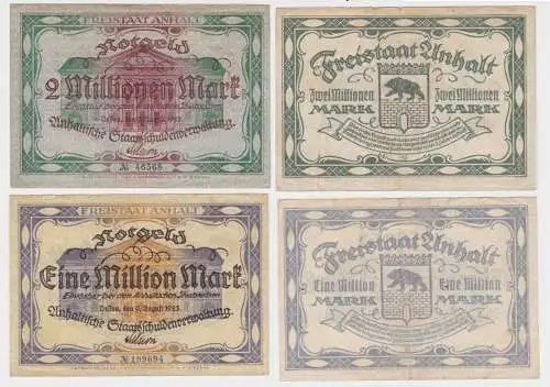 2 Banknoten Inflation Anhaltinische Staatsschuldenverwaltung Dessau 1923(118995)
