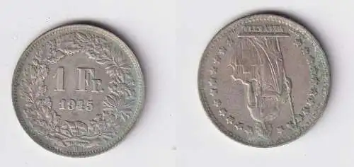 1 Franken Silber Münze Schweiz 1945 ss (148966)