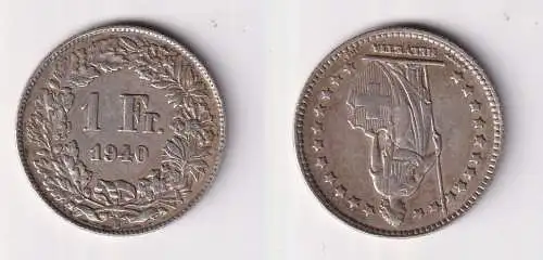 1 Franken Silber Münze Schweiz 1940 ss (145829)