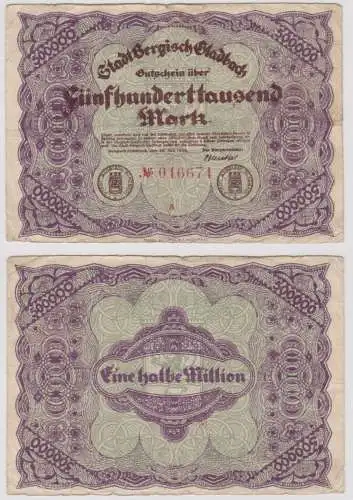 500000 Mark Banknote Stadt Bergisch Gladbach 20.7.1923 (143892)