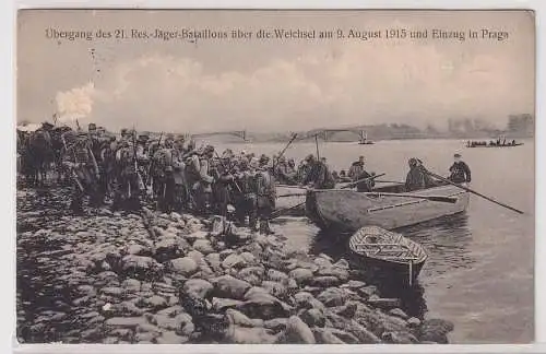 55730 Ak Übergang des 21. Res.-Jäger-Bataillons über die Weichsel 9. August 1915