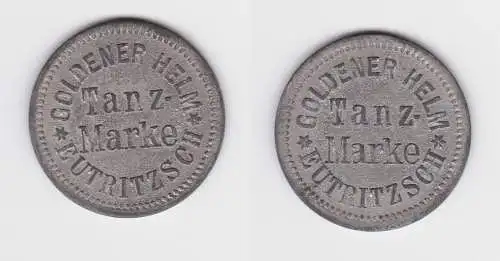 seltene Zink Tanzmarke Gasthof Goldener Helm Eutritzsch um 1920 (149450)