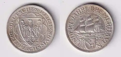 3 Mark Silber Münzen Hundert Jahre Bremerhaven 1927 A f.vz (146400)