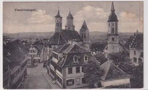 42750 Ak Feuchtwangen Ansicht von oben mit Markt um 1940