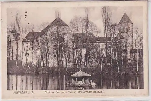 41885 Ak Freiberg i.Sa. Schloss Freudenstein v. Kreuzteich gesehen 1916