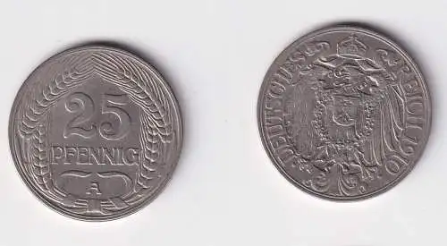 25 Pfennig Nickel Münze Deutsches Reich 1910 A, Jäger 18 (121581)