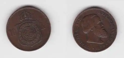 10 Reis Kupfer Münze Brasilien1869 f.ss (137429)