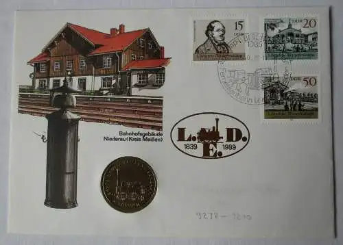 DDR Numisbrief mit 5 Mark Ferneisenbahn Saxonia 1988 (115499)