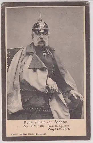 51123 AK König Albert von Sachsen 1828-1902 Kunstverlag Max Köhler Dresden 1920