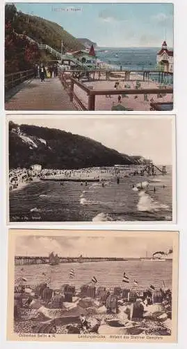 19378 AK 3x Ostseebad Sellin - Strandpromenaden & Landungsbrücke Stettin Dampfer