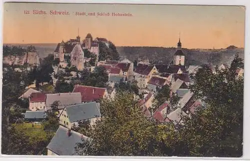 43464 Ak Sächsische Schweiz Stadt und Schloß Hohnstein 1921