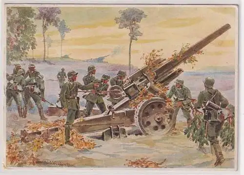 49642 Wehrmachts-Postkarten Serie 1 Schwere Feldhaubitz-Batterie Feuerstellung