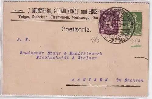 25093 Postkarte Zudruck J. Münzberg Schluckenau (Šluknov) und Großschönau 1922