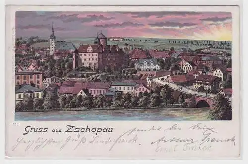 99234 Ak Lithographie Gruß aus Zschopau Totalansicht 1900