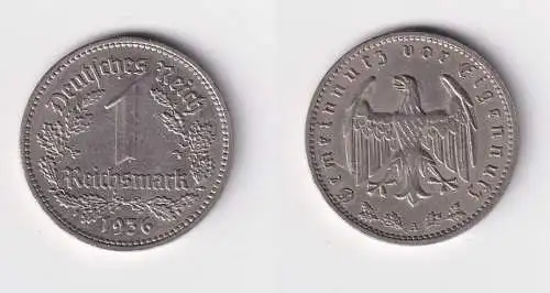 1 Mark Nickel Münze 3. Reich 1936 A, Jäger 354 (100770)