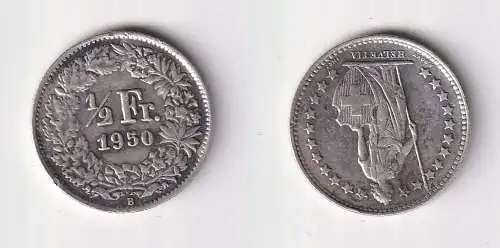 1/2 Franken Silber Münze Schweiz 1950 B ss (102271)