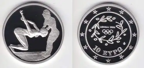10 Euro Silber Münze Griechenland Olympiade Schwimmen 2004 PP (155758)