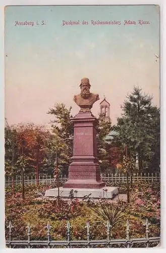 46583 Ak Annaberg i.S. Denkmal des Rechenmeisters Adam Riese 1929