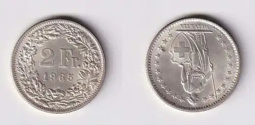 2 Franken Silber Münze Schweiz 1965 B vz (149747)