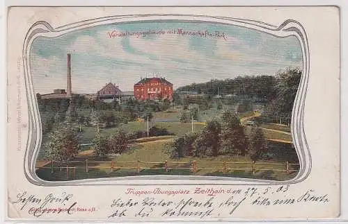 13916 Ak Truppen-Übungsplatz Zeithain Verwaltungsgebäude Mannschafts-Park 1903