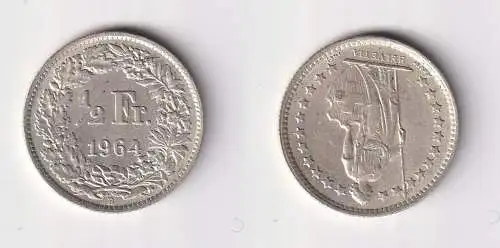1/2 Franken Silber Münze Schweiz 1964 B vz (104012)