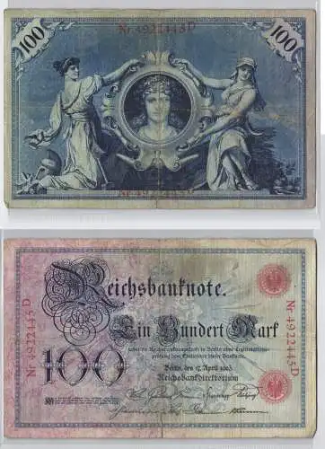 100 Mark Reichsbanknote Deutsches Reich 17.April 1903 (128749)