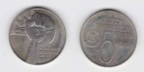 DDR Gedenk Münze 5 Mark Anti Apartheid Jahr 1978 Stempelglanz (124701)