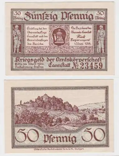 50 Pfennige Banknote Notgeld Stadt Cannstadt 15.06.1918 (140046)