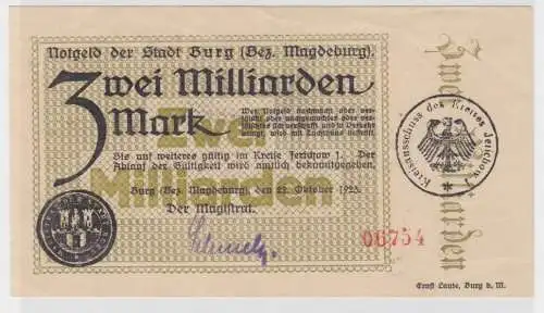 2 Milliarden Mark Banknote Stadt Burg 22.10.1923 (115581)
