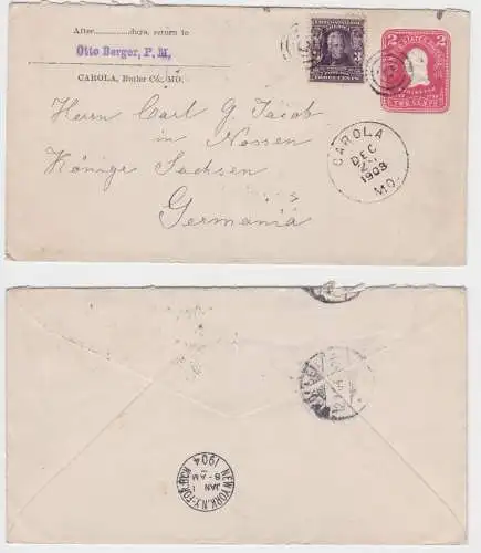 89471 Ganzsachen Brief von Carola USA nach Nossen Sachsen 1903