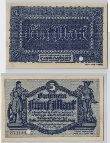 5 Mark Banknote Finanzvereinigung Chemnitzer Industrieller 16.11.1918 (129171)