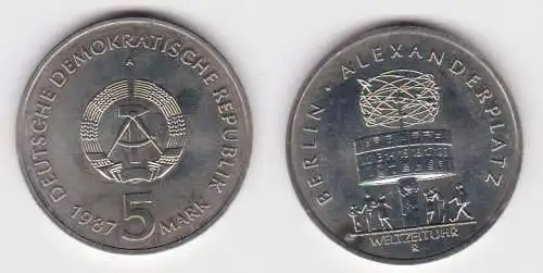 DDR Gedenk Münze 5 Mark 750 Jahre Berlin Alexanderplatz 1987 Stgl. (140448)