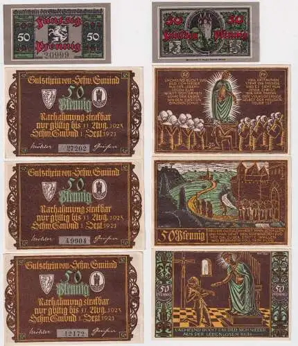 4 Banknoten Notgeld der Stadt Schwäbisch Gmünd 1918-1921 (157513)