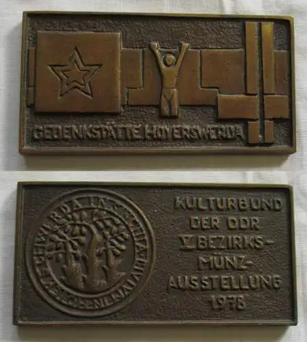 DDR Plakette Kulturbund V. Bezirksmünzausstellung 1978 - Hoyerswerda (137587)