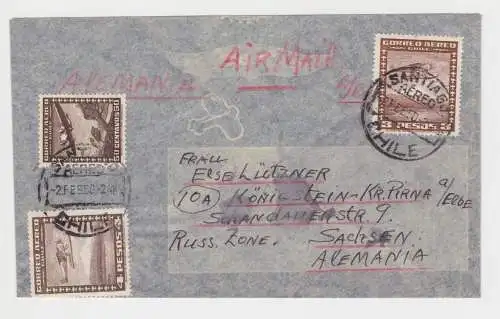 75876 Luftpost Brief von Chile nach Königstein an der Elbe 1950