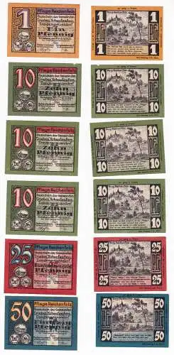 6 Banknoten Notgeld Stadt Triebes Pflege Reichenfels 1921 (129933)
