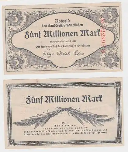 5 Millionen Mark Banknote Inflation Landkreis Wiesbaden August 1923 (140349)