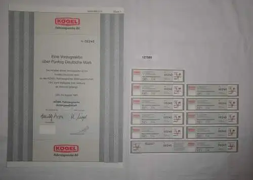 50 Deutsche Mark Aktie Kögel Fahrzeugwerke AG Ulm August 1991 (127589)