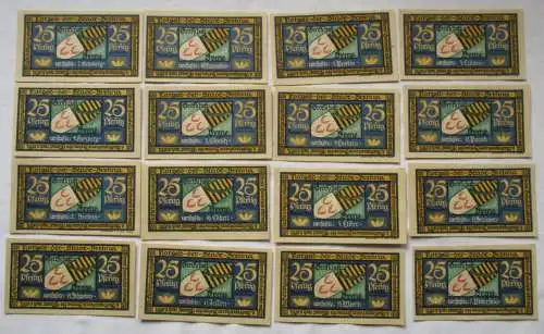 16 x 25 Pfennig Banknoten Notgeld Stadt Brehna 1921 (104496)