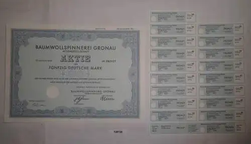 50 Mark Aktie Baumwollspinnerei Gronau in Westfalen Oktober 1987 (128720)