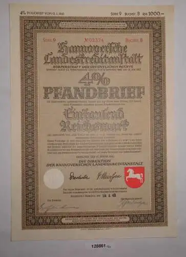 1000 Reichsmark Pfandbrief Hannoverschen Landeskreditanstalt Jan. 1943 (128861)