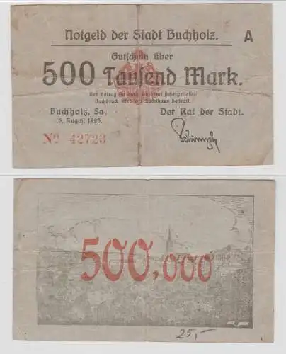 500000 Mark Banknote Inflation Stadt Buchholz 16.08.1923 (135699)