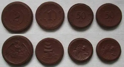 4x Porzellan Notgeld Münzen 50 Pfennig - 2 Mark Sachsen 1921 (124746)