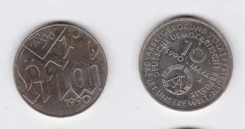 DDR Gedenk Münze 10 Mark 100.Jahre 1.Mai Feiertag 1990 Stempelglanz (128421)