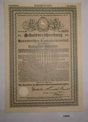 1000 Goldmark Schuldverschreibung Hannoverschen Landeskreditanstalt 1926 /128685