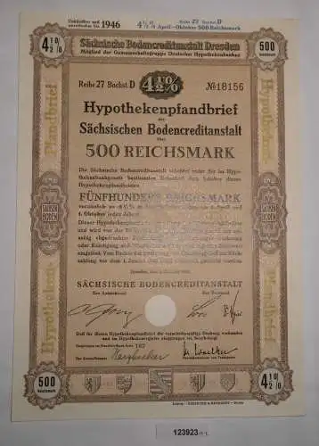 500 RM Schuldverschreibung Sächsische Bodencreditanstalt Dresden 1940 (123923)